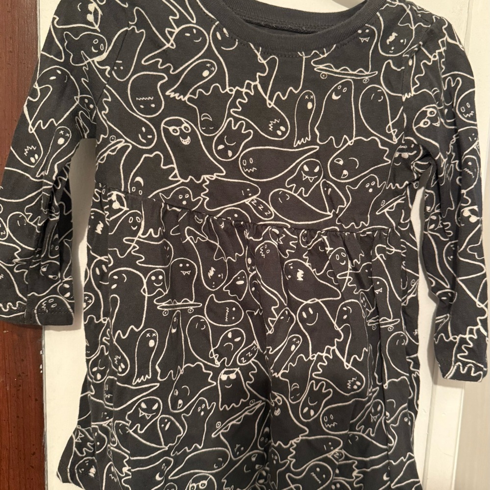 Old Navy Black and White Ghost Pattern Dress